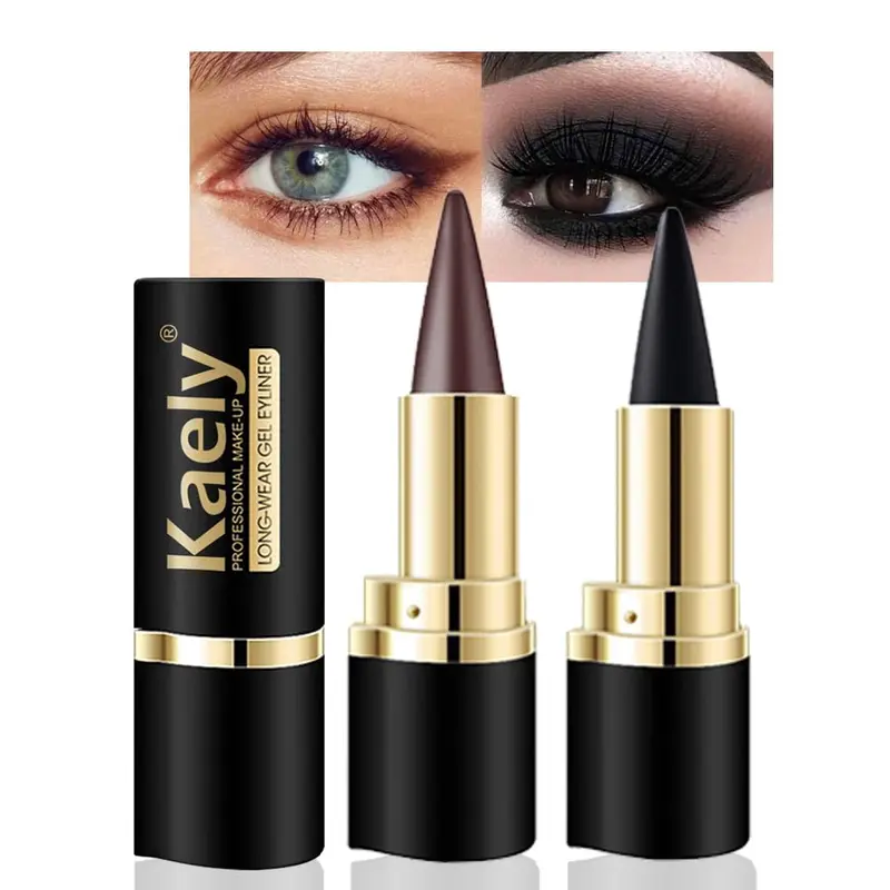Kaely – Lot de 2 Crayons Gel Eyeliner Noir et Marron, Waterproof et Longue Tenue