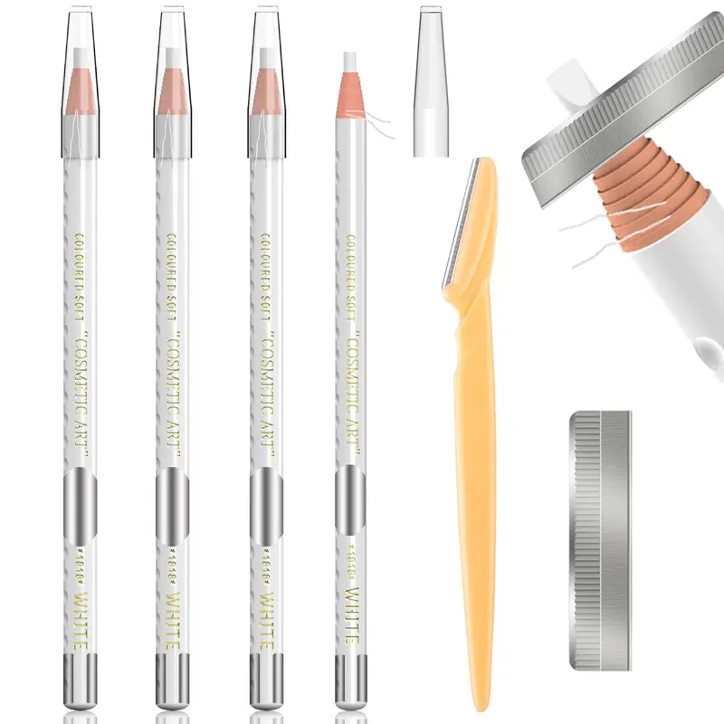 KAIQIKAIXI Kit Maquillage Tatouage Sourcils – Crayons Waterproof 5 Couleurs Blanc
