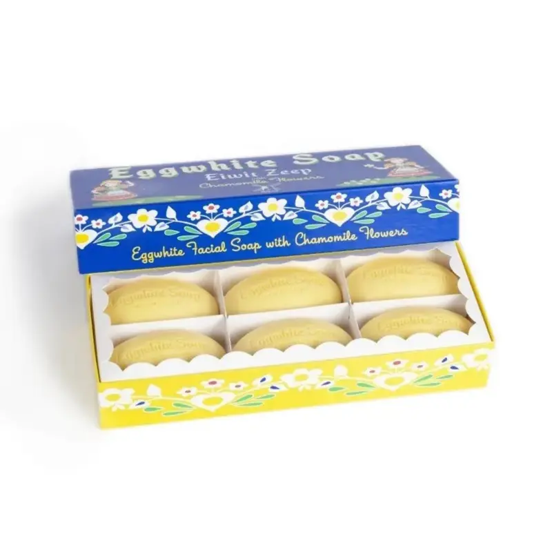 Kalastyle Savon au blanc d'œuf Eiwit Zeep – Boîte cadeau de 6 savons à la camomille