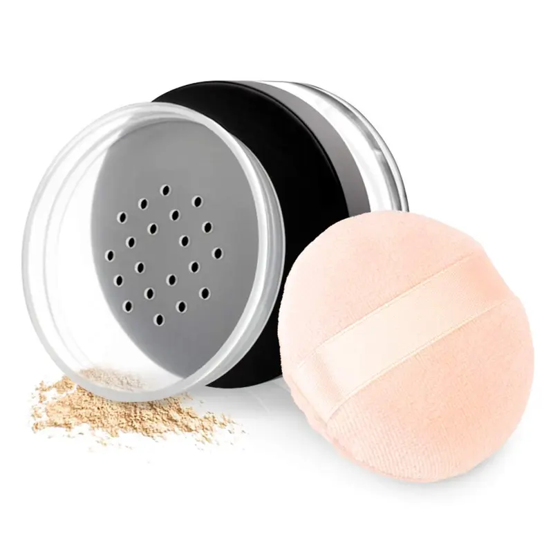 Kalevel Conteneur Poudre 50ml avec Tamis et Couvercle – Éponge Poudre Incluse – Accessoire Cosmétique Voyage