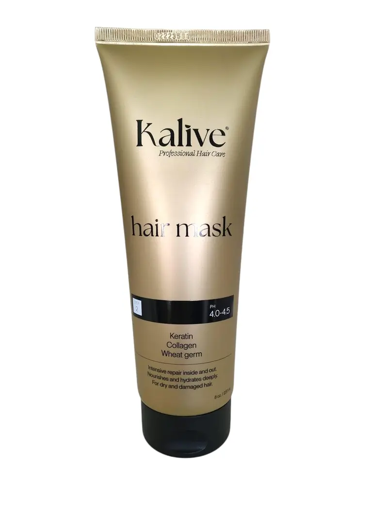 KALIVE 2 STYLE Masque Capillaire Hydratation Profonde – 8 oz (236 ml) | Kératine, Collagène et Germes de Blé