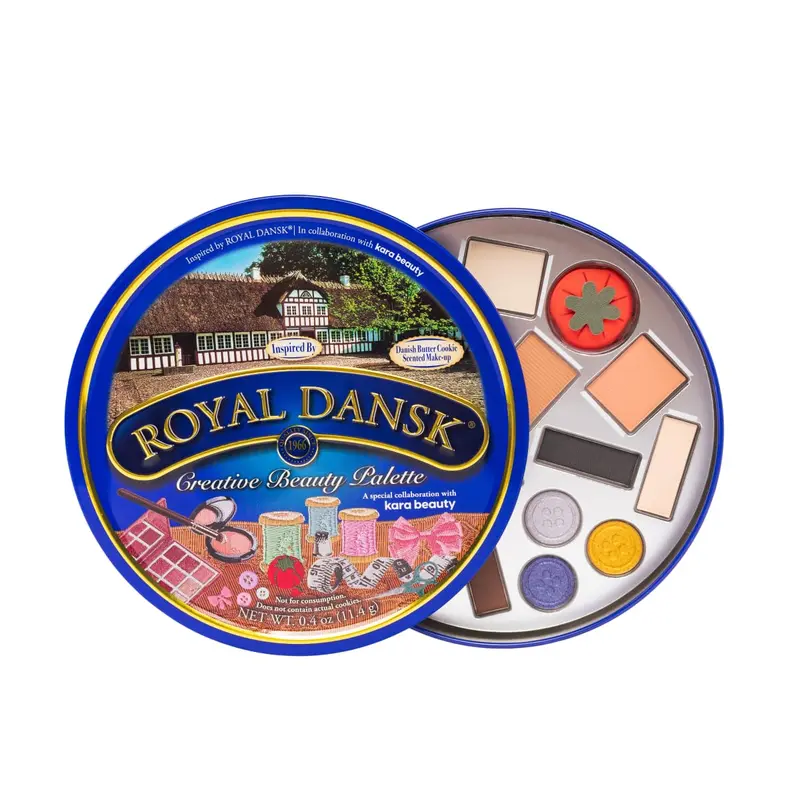 Kara Beauty × Royal Dansk Palette – Coffret Édition Limitée Fêtes, 14 Ombres + 3 Bleus