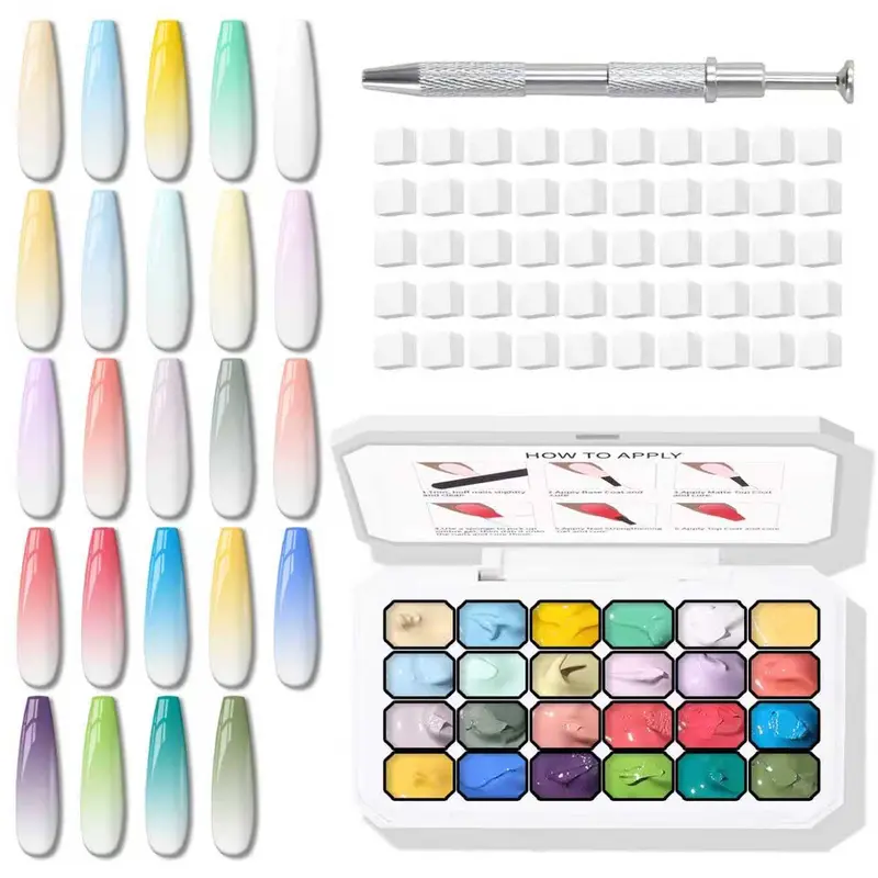 Karroy Éponges Pat Gel – Palette Ombre 24 Couleurs, Dégradé Facile, Sans Essuyage, UV/LED
