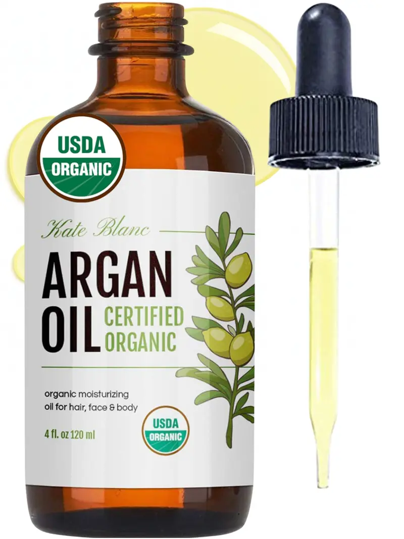 Kate Blanc Cosmetics Huile d'Argan – 4 oz (118 ml), certifiée biologique USDA, pressée à froid, 100% pure et légère
