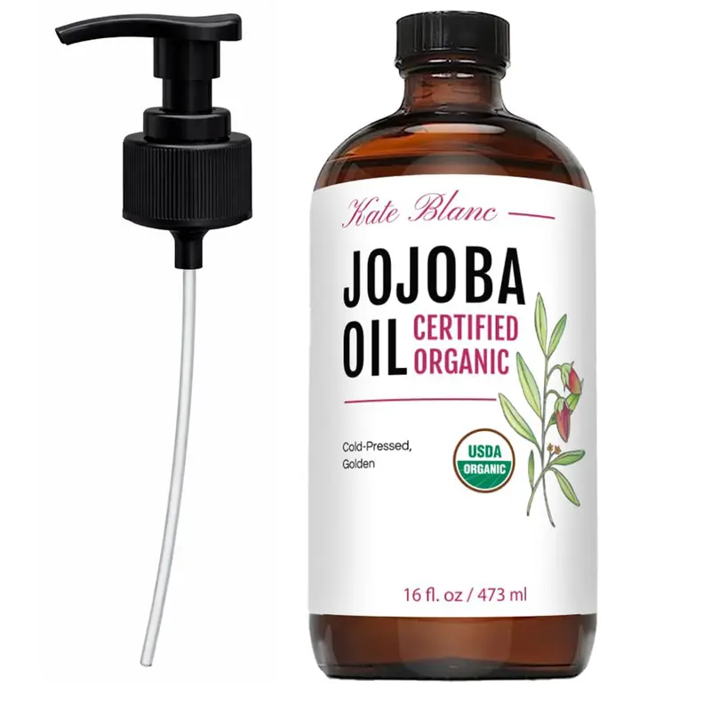 Kate Blanc Cosmetics Huile de Jojoba Bio – 500 ml, Pure et Pressée à Froid, Flacon en Verre