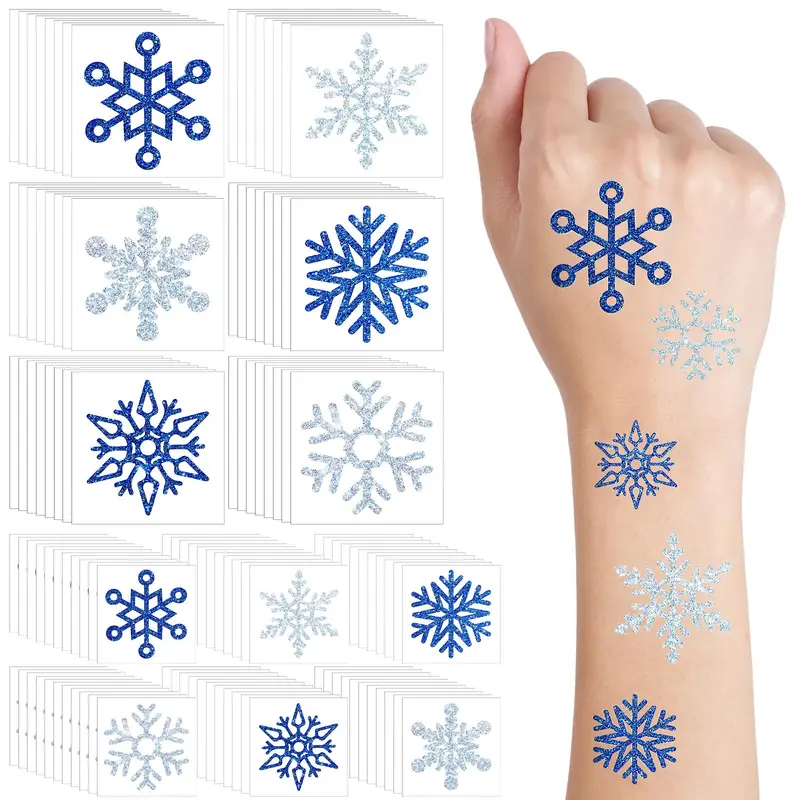 Kathfly 180 Tatouages Temporaire Flocons de Neige – Paillettes Hivernales pour Visage et Corps