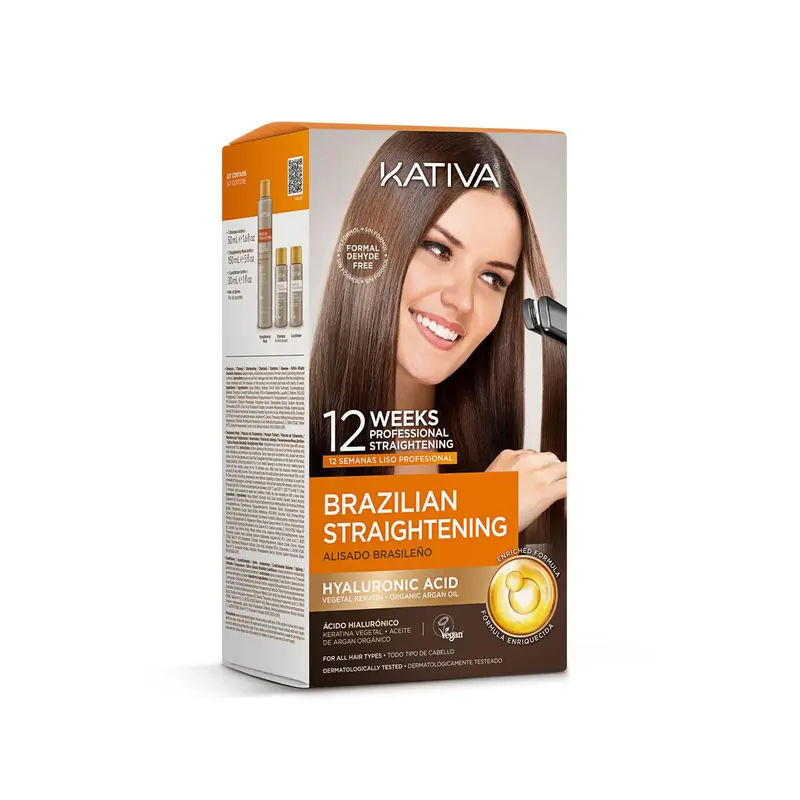 KATIVA Kit Traitement Kératine Brésilienne à Domicile – Hyaluronique, Sans Formol, 12 Semaines Anti-Frisottis