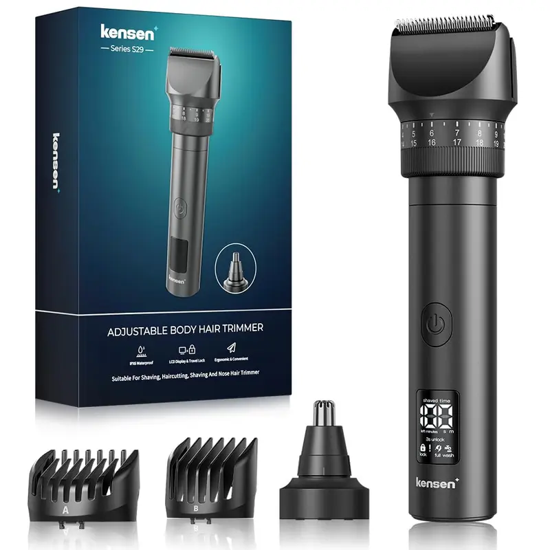Kensen Trimmeur Barbe et Nez – 42 longueurs réglables, IPX6, Affichage LED, Type-C