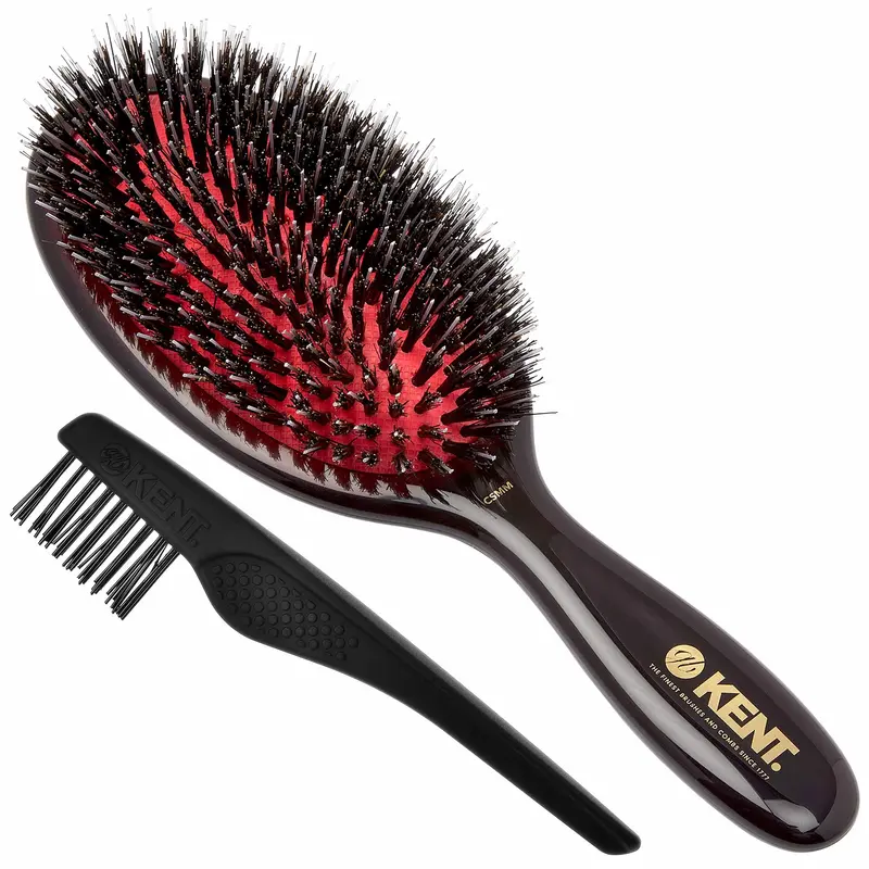 Kent CSMM 7,75 pouces Éclat Classique — Brosse ovale avec coussin, poils de sanglier et quilles nylon