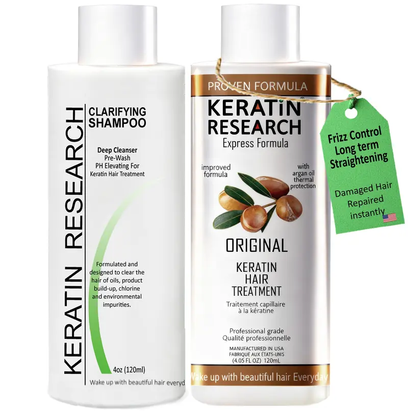 Keratin Research – Complexe Brésilien de Kératine pour Cheveux (2x120 ml) – Lissage Professionnel Durable