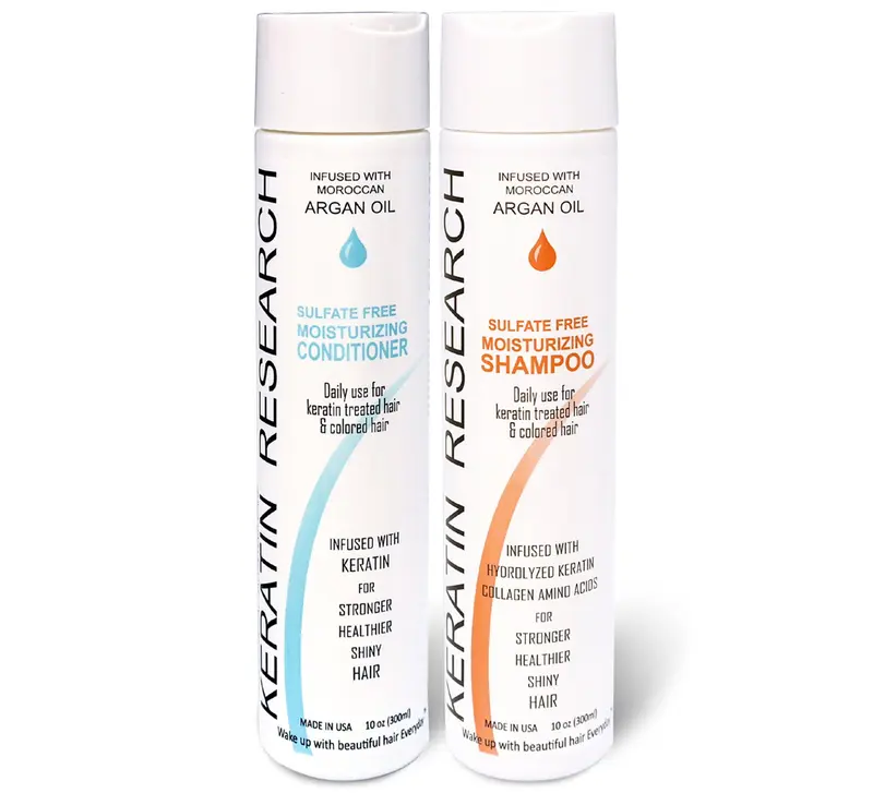 KERATIN RESEARCH Shampoing et Après-Shampoing à l'huile d'argan sans sulfate – Lot 2x300 ml