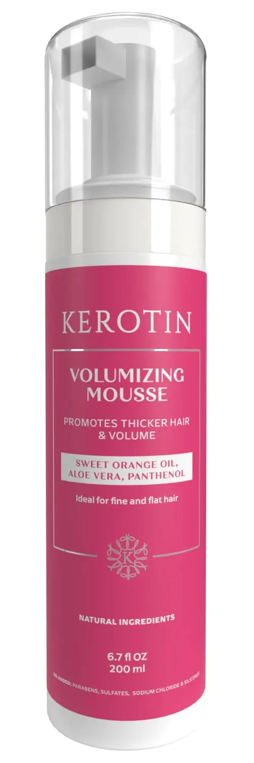 Kerotin Mousse Volume – Mousse volumisante pour cheveux fins, texture & épaisseur (Fabriqué aux États-Unis, Sans Cruauté)