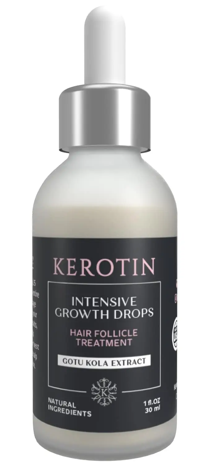 Kerotin Sérum Croissance Cheveux – Huile de Ricin Pour Femmes, Sans Sulfates, Fabriqué aux États‑Unis