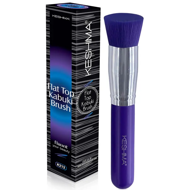 Keshima Pinceau Fond de Teint Kabuki Plat – Application Lisse et Finition Naturelle (Violet Néon)