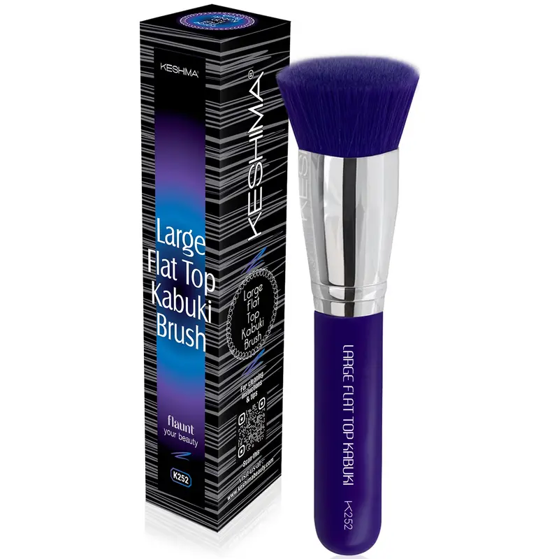 Keshima Pinceau Kabuki Flat Top Neon Violet – Fond de Teint Liquide, Crème et Poudre, Diamètre Top 1,6 pouces