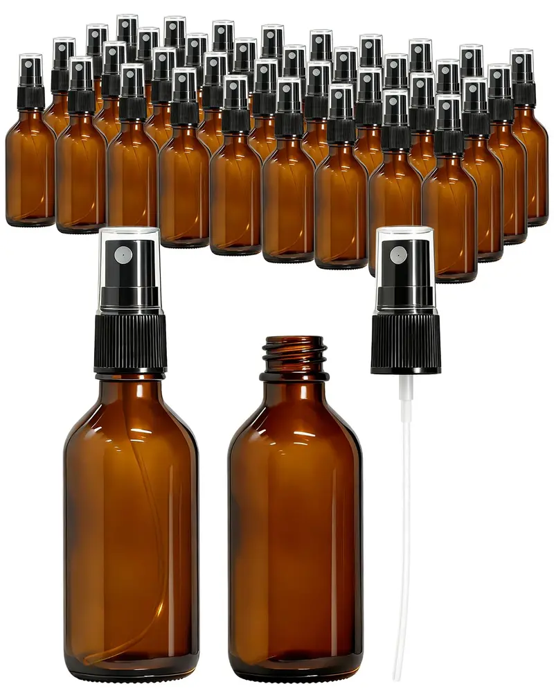 KEYWING – Lot de 36 Bouteilles Vaporisateur Verre Ambré 2oz | Spray Fin Rechargeable
