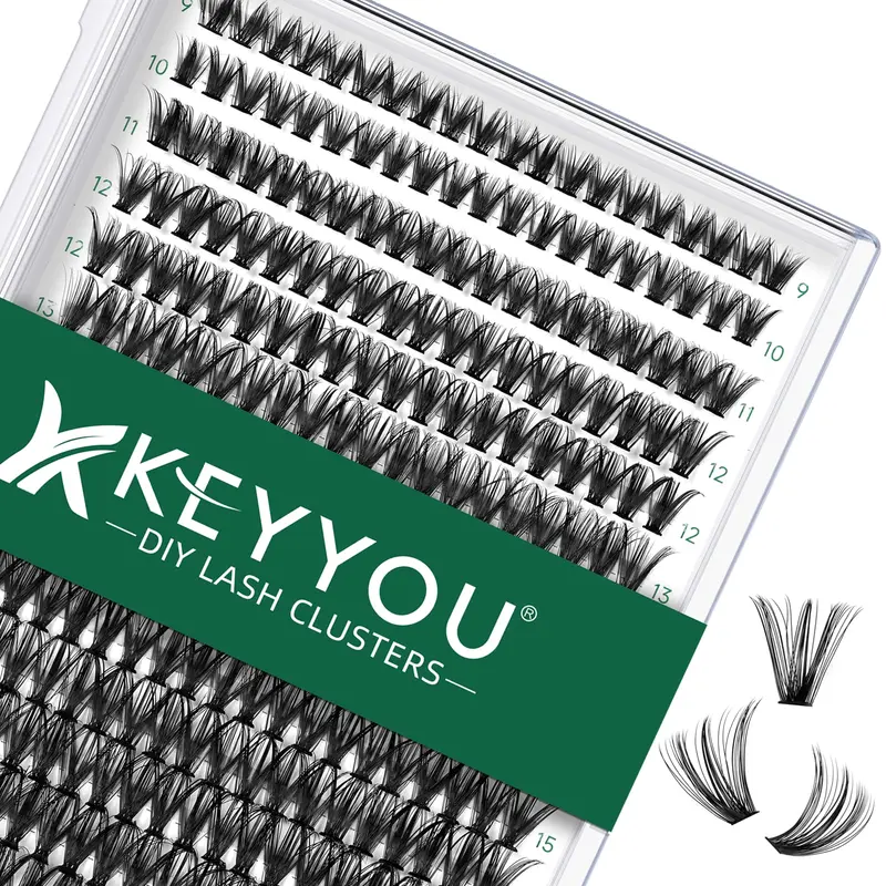 KEYYOU Cils en grappes – 300 pièces, extensions 40D-0,07D, mélange 9-18