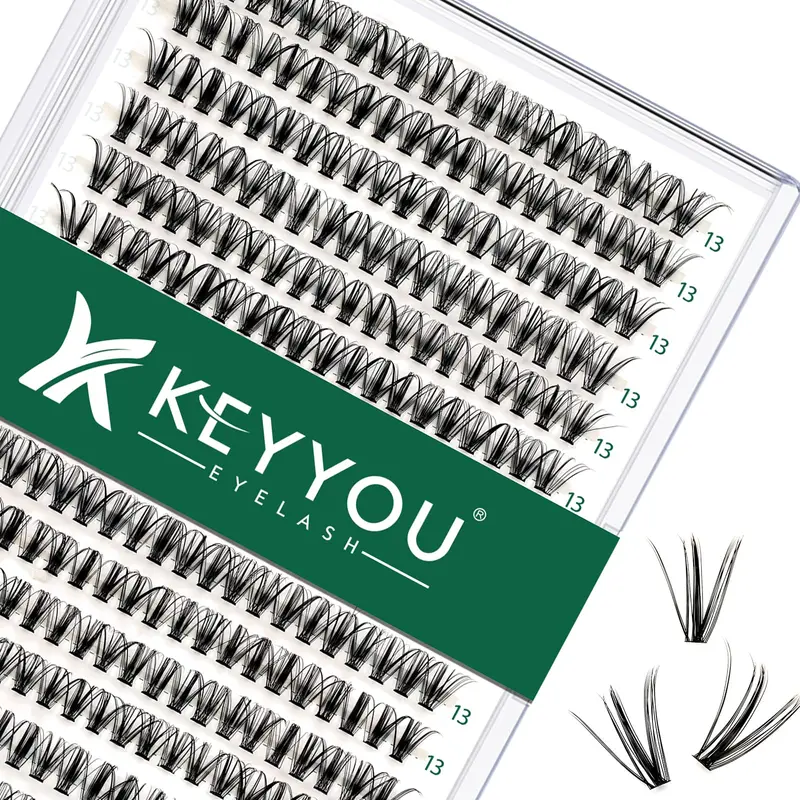 KEYYOU Ensemble de cils en amas – 300 pièces, 30D-0.07D, 13 mm – Extensions DIY Douces et Naturelles