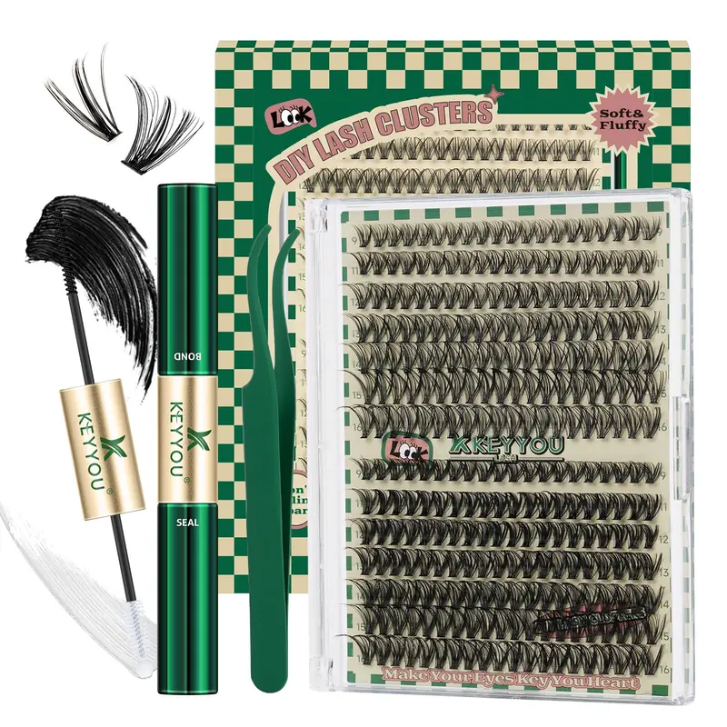 KEYYOU Kit DIY Extensions Cils – 280 Grappes, D Curl 30D/40D, 9-16mm