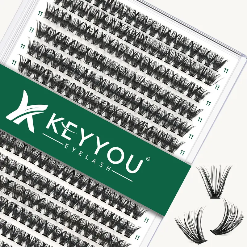 KEYYOU Lash Clusters 300pcs – Cils individuels 40D 0,07C, Boucle 11mm – Plateau large, doux et naturel