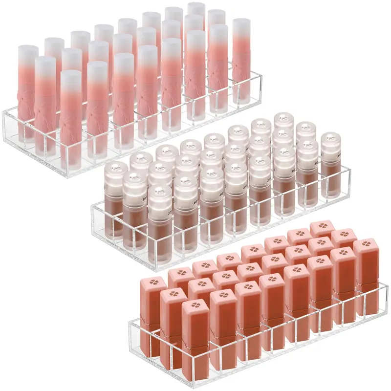 Kigley Organisateur Transparent 3 Pièces – Rouge à Lèvres et Accessoires (24 Emplacements)