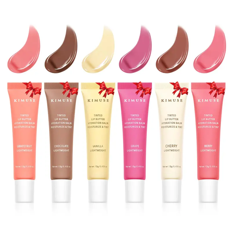 KIMUSE Ensemble de 6 Baumes Lèvres Teintés Hydratants | Teintes Naturelles, Acide Hyaluronique & Vitamine E | Vegan