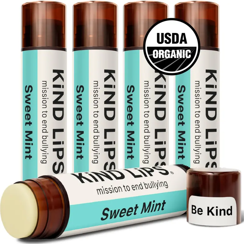 Kind Lips Baume à Lèvres Sweet Mint — Lot Bio de 5, Hydratant et Sans Gluten