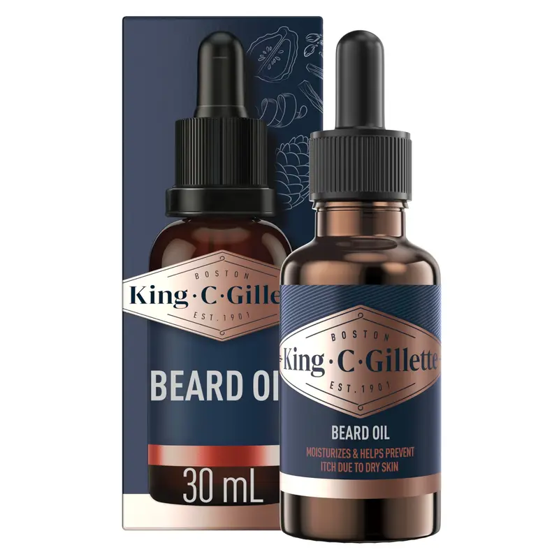 King C. Gillette Huile Barbe – Argan, Jojoba, Avocat, Macadamia et Amande – Hydrate et Adoucit