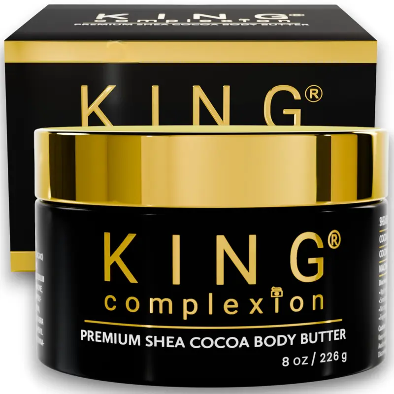 KING Complexion Beurre Corporel Shea Cocoa Bio – Parfum Cocoa Naturel, Non Gras, Texture Épaisse, 8 oz – Soin Homme pour Peaux Mélaninées