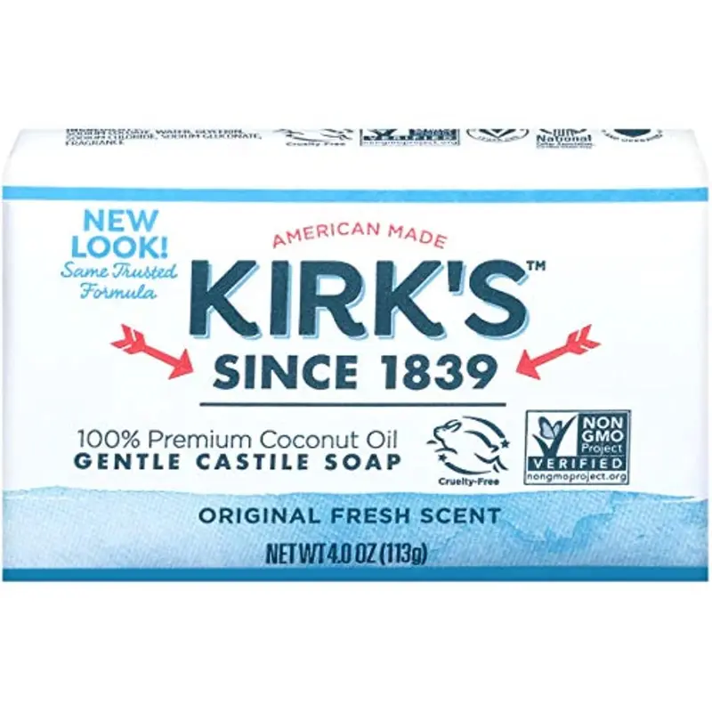 Kirks Castile Coco Original – Savon en Barre, Paquet de Deux Barres (113 g chacune)