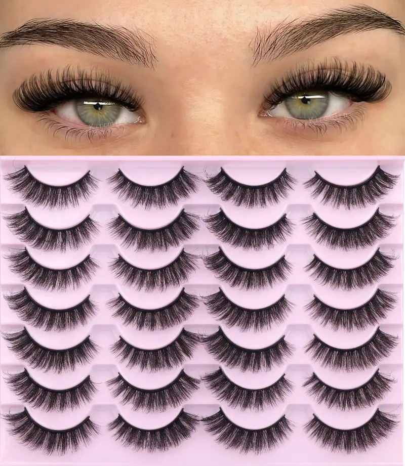 Kiromiro Cils en fibres synthétiques imitation vison D-Curl Wispy – 14 Paires, 15 mm
