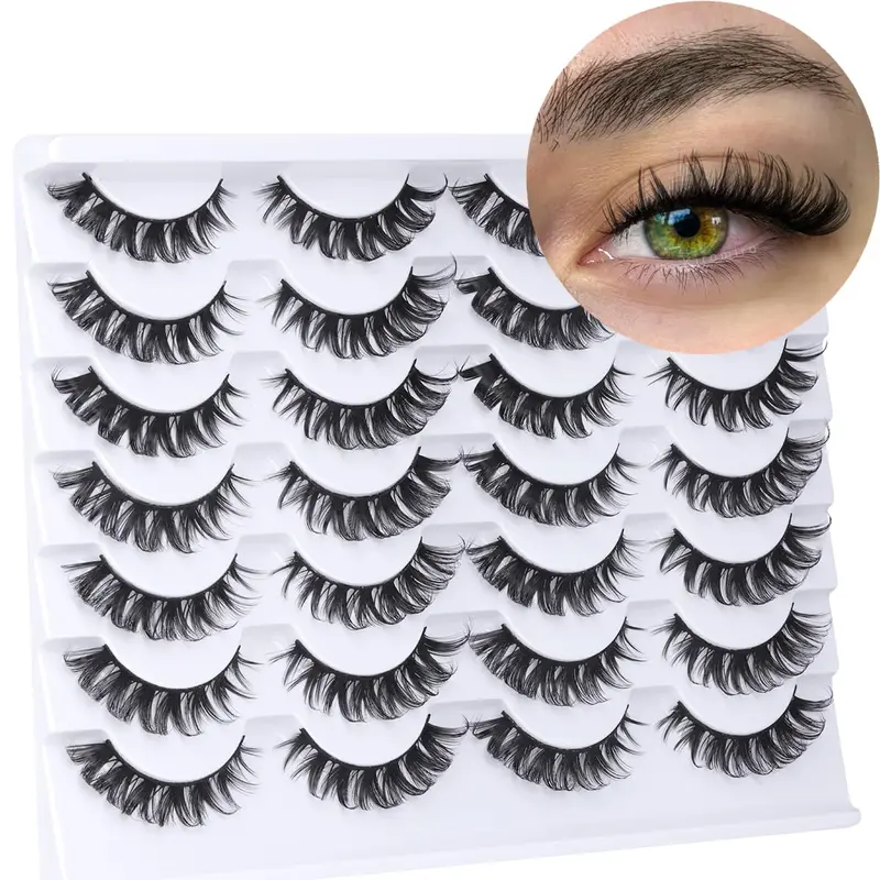Kiromiro Cils en vison synthétique D-Curl 3D – Pack 14 Paires, Regard Aérien