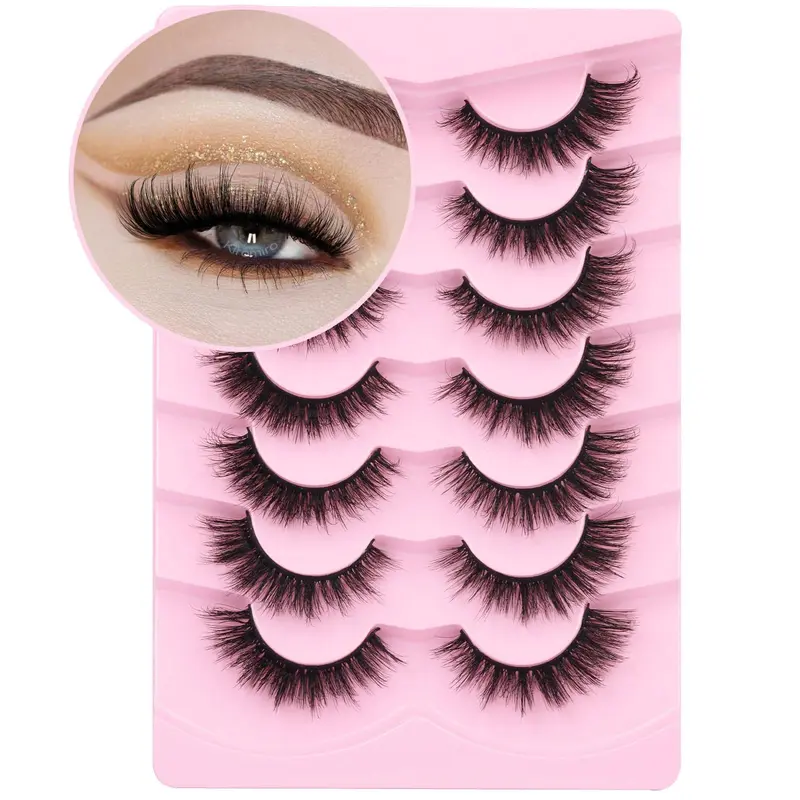 Kiromiro Cils Faux Mink 6D – Regard Chat Wispy, 7 Paires