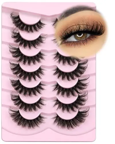 Kiromiro Cils Mink 6D Duveteux – 17mm Regard Évasé en Œil de Chat, Ensemble Faux-Cils