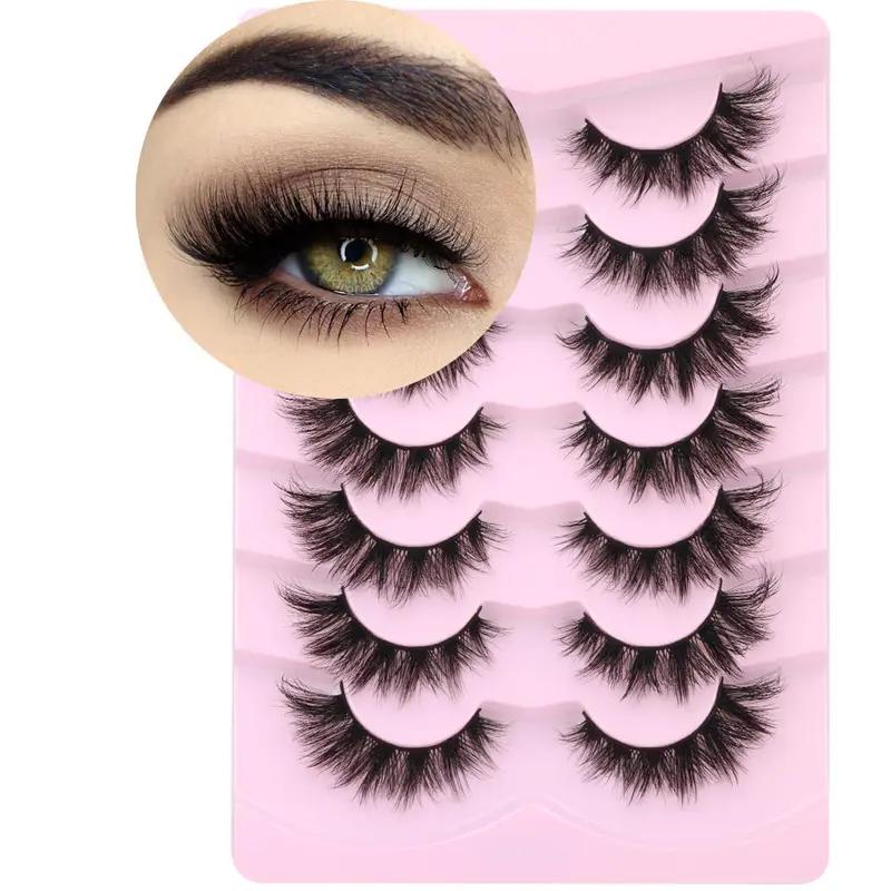 Kiromiro Cils Mink — Faux Cils 3D, Effet Œil-de-Chat, 18 mm, Pack de 7 Paires