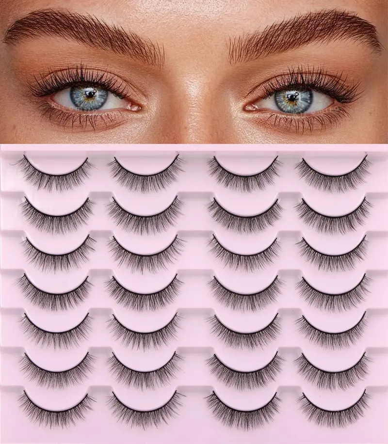 Kiromiro Cils Wispy Naturels – Faux Cils 3D Visons Synthétiques 10mm, Bande Coton Doux, Regard Nautal