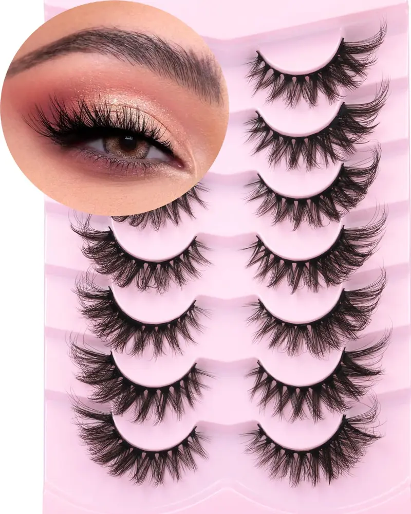 Kiromiro Fox Eye Cils Faux Mink – Pack de 7 Paires Wispy Full Volume