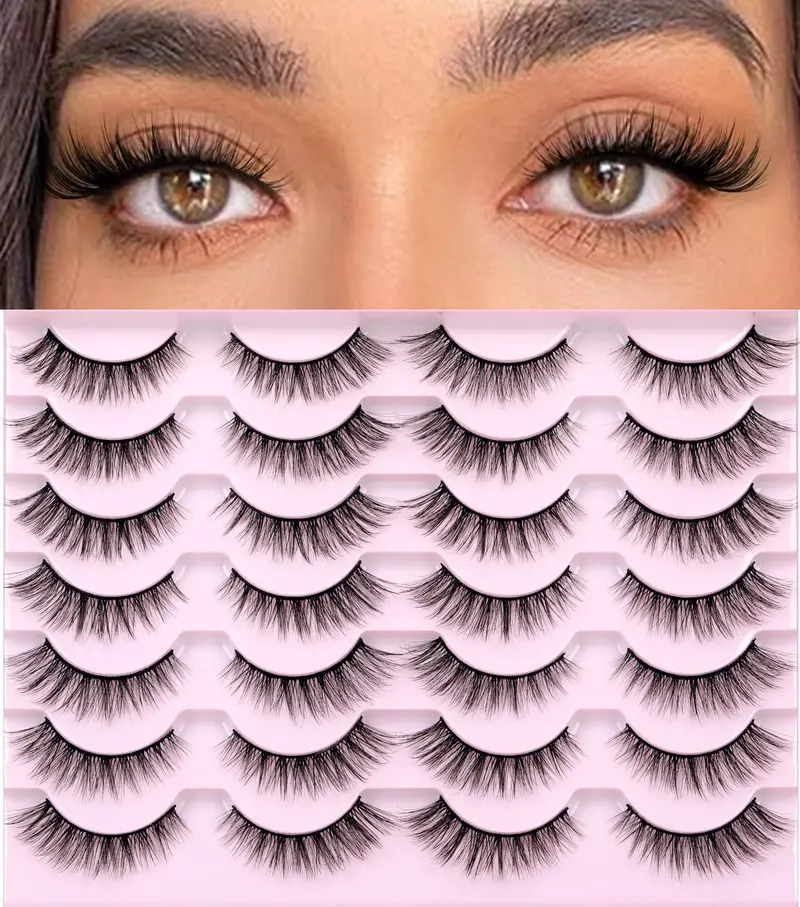 Kiromiro Lashes Wispy – Faux Cils Naturels 14mm Cat Eye, 14 Paires