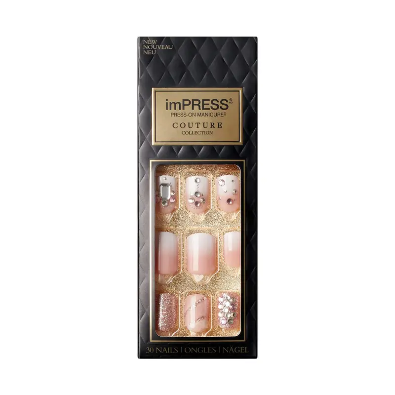 KISS imPRESS Couture Manucure Press-On – Ongles Gemmes, Sans Colle, Kit Complet