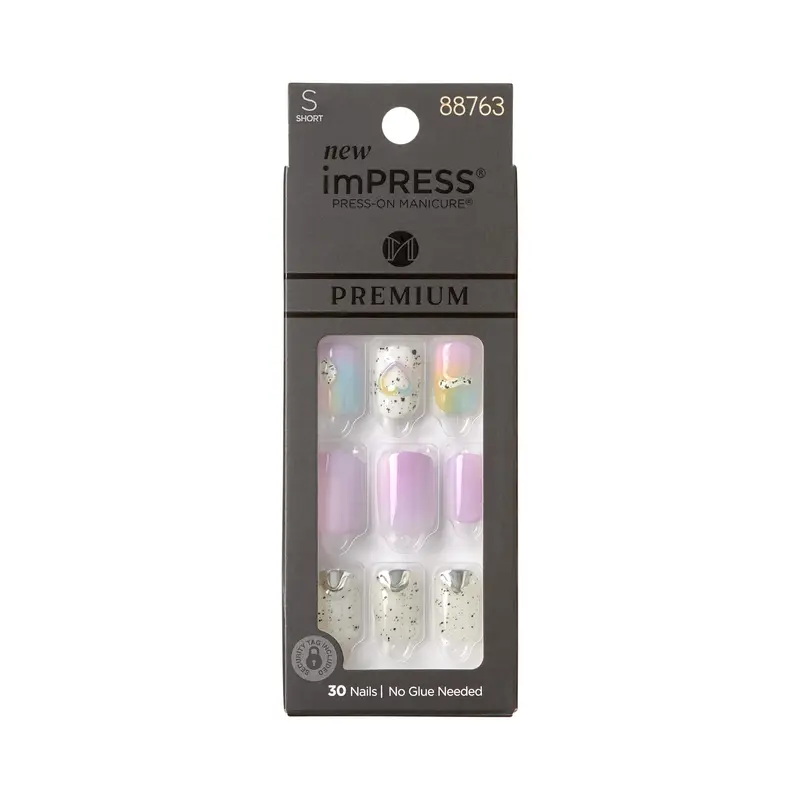 KISS imPRESS Manucure adhésive Premium – 30 Ongles Sweet Life & Purple Jelly Squiggle