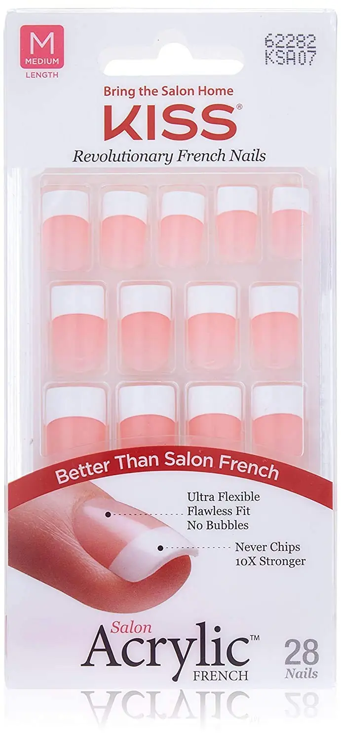 Kiss Kit Acrylique Salon Français – Manucure Française Sans Bulles et Tenue Longue