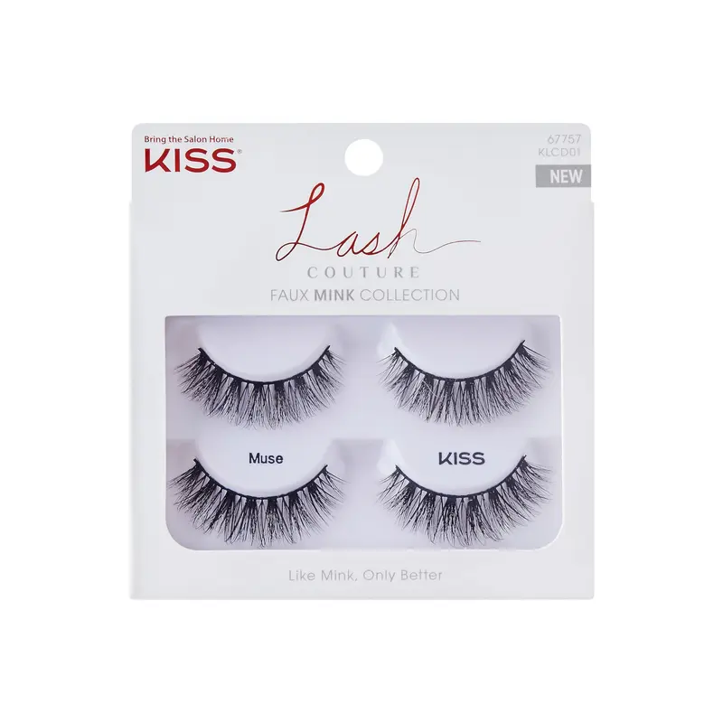 KISS Muse 14mm – Cils Faux Mink (2 Paires), Application Facile, Réutilisables