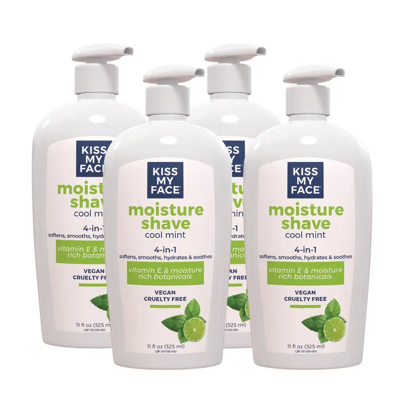 Kiss My Face Moisture Shave Cream – Crème de rasage hydratante à la menthe fraîche, 4 flacons de 11 oz