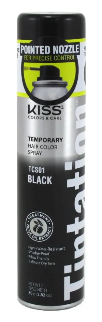 Kiss Tintation Spray Colorant Temporaire Noir – Lot de 3 bouteilles, 2,82 oz chacune