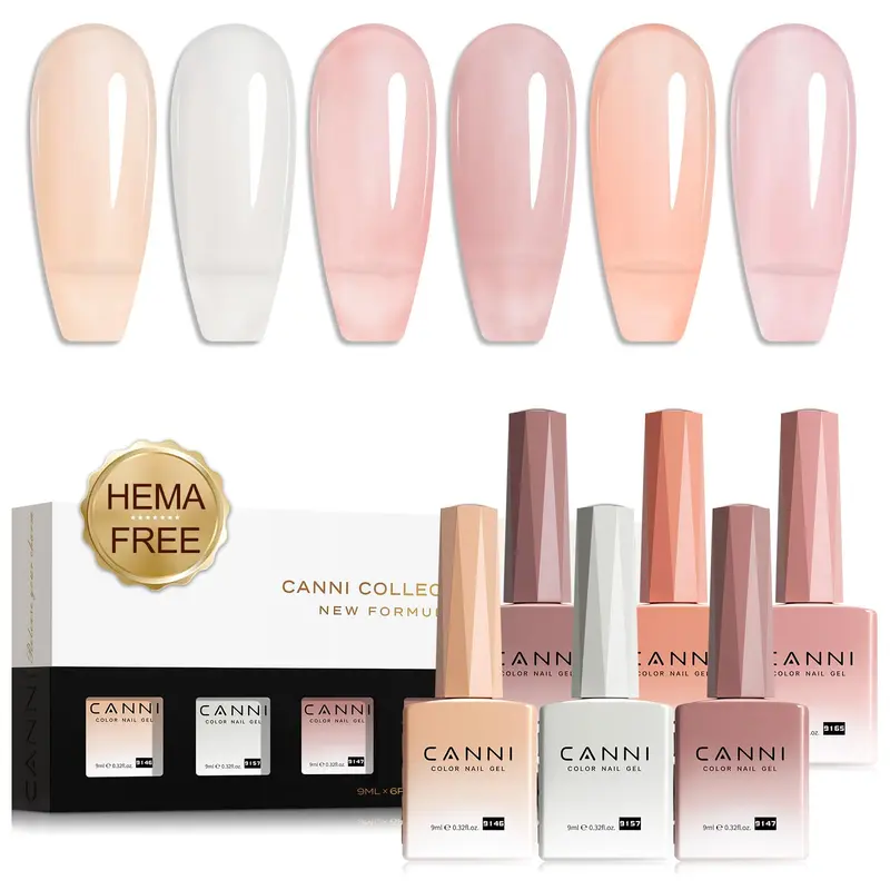 Kit CANNI Jelly Gel – 6 teintes translucides (9 ml) sans toxines