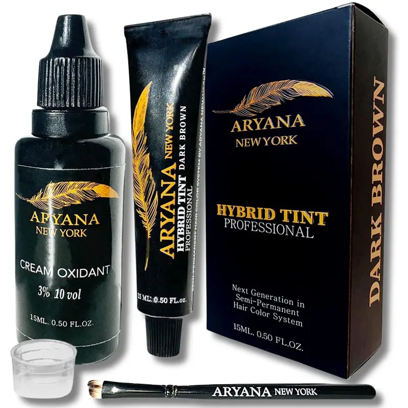Kit Coloration Hybride Professionnel ARYANA NEW YORK | Coloration Crème Ciblée pour Cheveux Bruns Foncés | Effet Naturel
