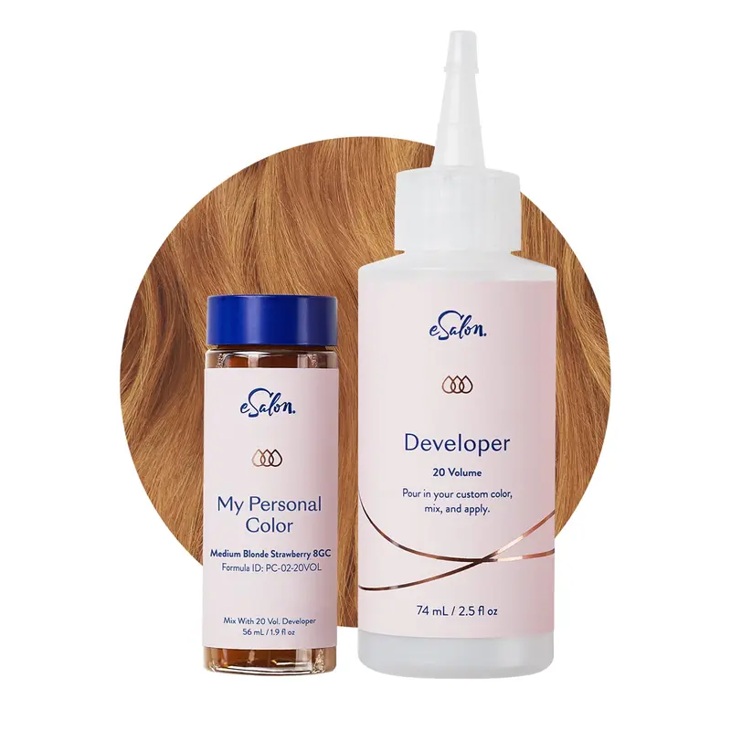Kit coloration permanente eSalon – Blond moyen fraise – Couverture gris jusqu'à 100% – Sans ammoniaque