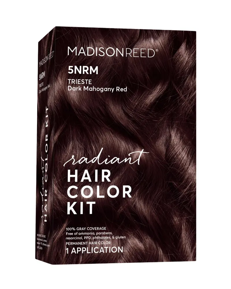 Kit Coloration Radiant Madison Reed – Permanente, Couverture Gris 100%, Sans ammoniaque, Trieste Red 5nrm (Rouge Mahogany Foncé), Pack 1