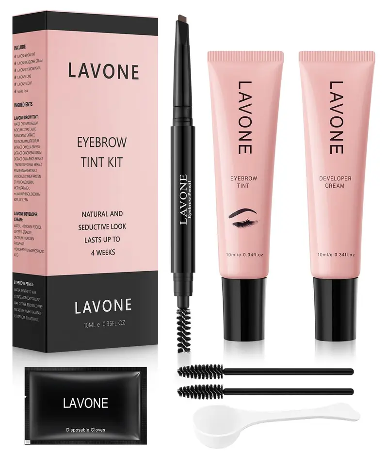 Kit Coloration Sourcils 2-en-1 LAVONE Soft Brown + Crayon – 10 ml