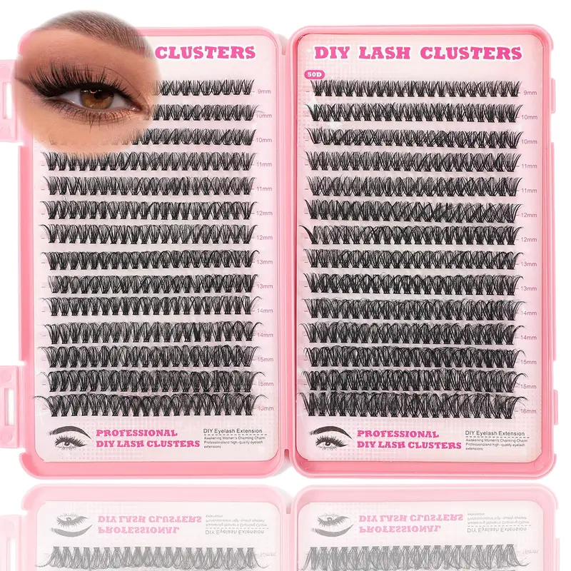 Kit de clusters ISTGIFT pour cils – 560 pièces, 9-16 mm, courbe D, effet duveteux